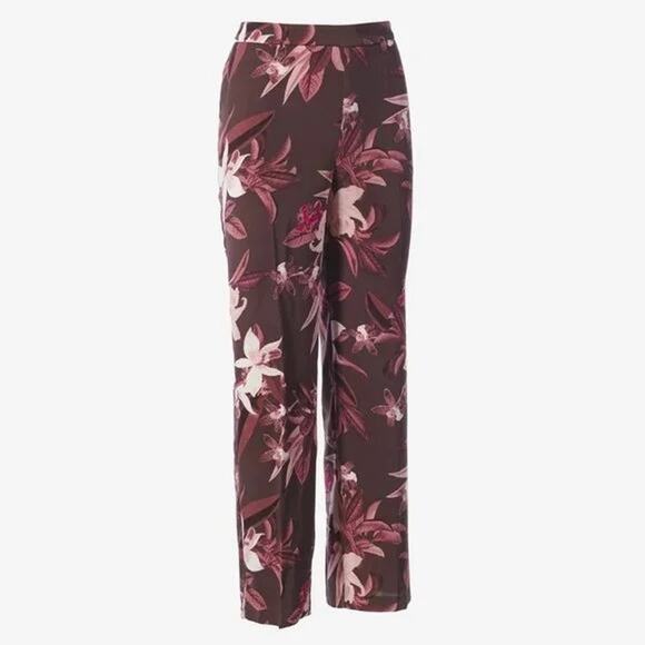 Chico's El Cielo Wide Leg Print Pants Floral Pink Mauve Cream Size 00R or 2R - Picture 1 of 5